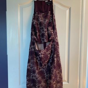 Deep purple lace dress with opening in the front. Excellent condition!